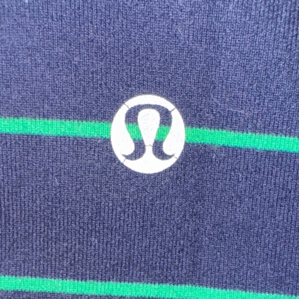 Lululemon Define‎ Jacket Navy Blue Green Striped Full Zip Size 6 Slim Fit - Picture 5 of 13